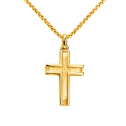 Ανδρικός χρυσός μασίφ σταυρός Κ14 με αλυσίδα